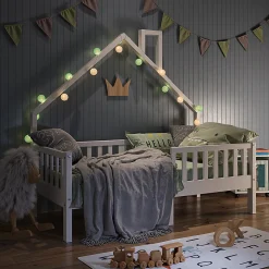 Enfant Vitalispa® Vitalispa Lit cabane Blanc 80x160 cm avec matelas