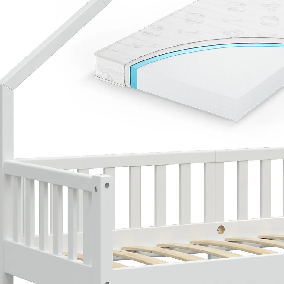 Enfant Vitalispa® Vitalispa Lit cabane Blanc 80x160 cm avec matelas