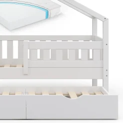 Vitalispa® Vitalispa Lit cabane Blanc 80x160 cm avec lit dappoint et matelas Outlet