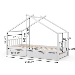 Vitalispa® Vitalispa Lit cabane Blanc 90x200 cm avec lit dappoint Online