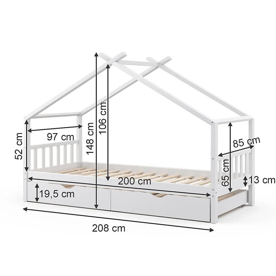 Vitalispa® Vitalispa Lit cabane Blanc 90x200 cm avec lit dappoint Online
