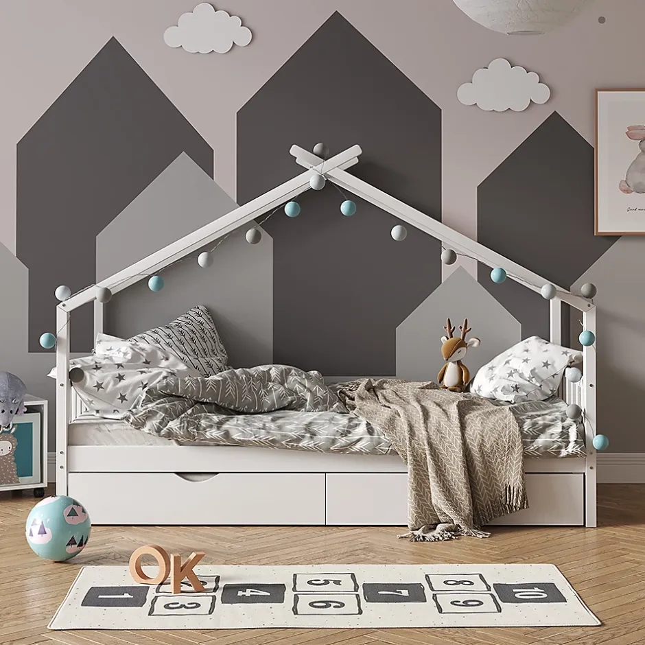 Vitalispa® Vitalispa Lit cabane Blanc 90x200 cm avec lit dappoint Online