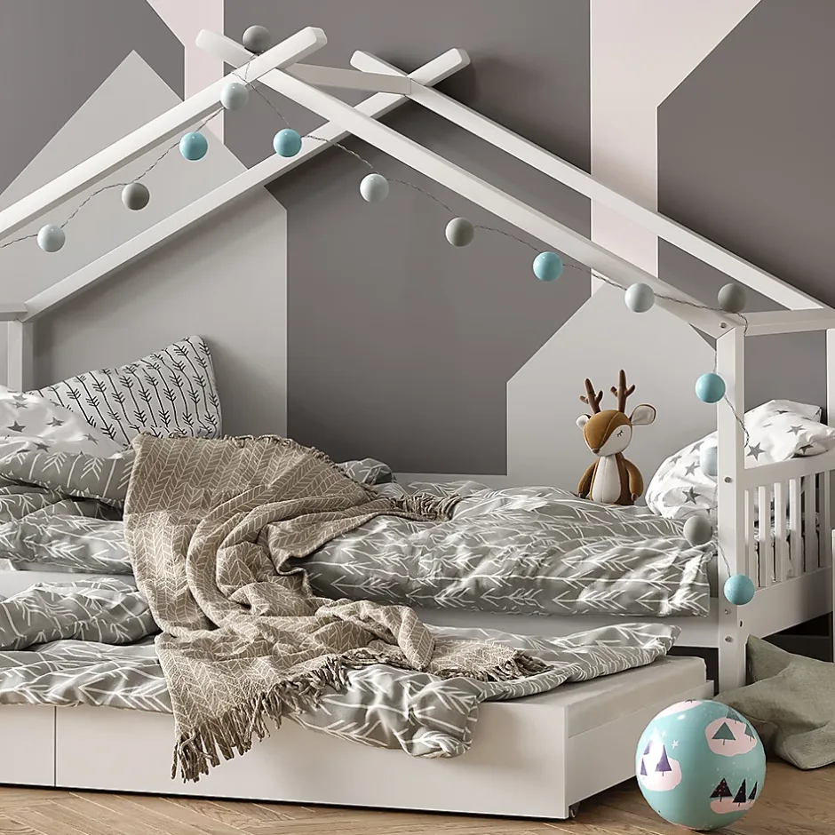 Vitalispa® Vitalispa Lit cabane Blanc 90x200 cm avec lit dappoint Online