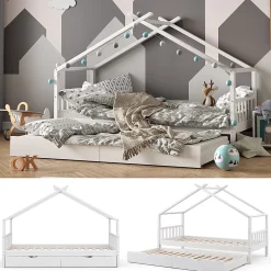 Vitalispa® Vitalispa Lit cabane Blanc 90x200 cm avec lit dappoint Online