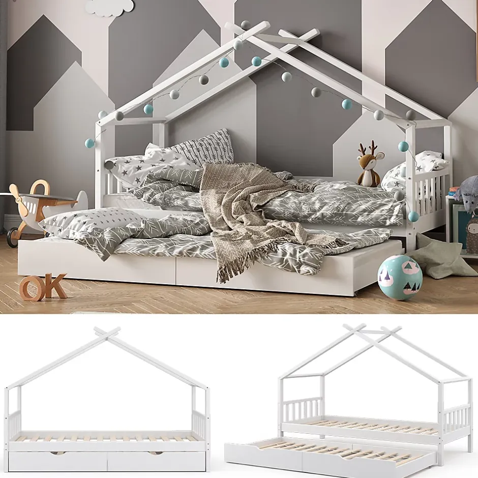 Vitalispa® Vitalispa Lit cabane Blanc 90x200 cm avec lit dappoint Online