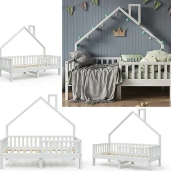 Enfant Vitalispa® Vitalispa Lit cabane Blanc 80x160 cm