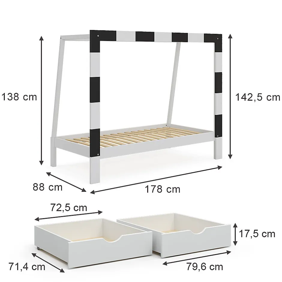 Enfant Vitalispa® Vitalispa Lit denfant Blanc 80x160 cm avec tiroir