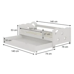 Vitalispa® Vitalispa Lit pour enfant Blanc 70x140 cm avec tiroir et matelas Online