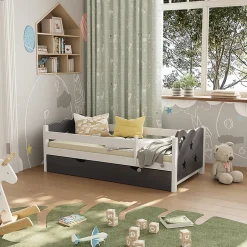 Vitalispa® Vitalispa Lit pour enfant Gris 70x140 cm avec tiroir, sans matelas Clearance