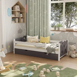 Enfant Vitalispa® Vitalispa Lit pour enfant Gris 80x160 cm avec tiroir, sans matelas