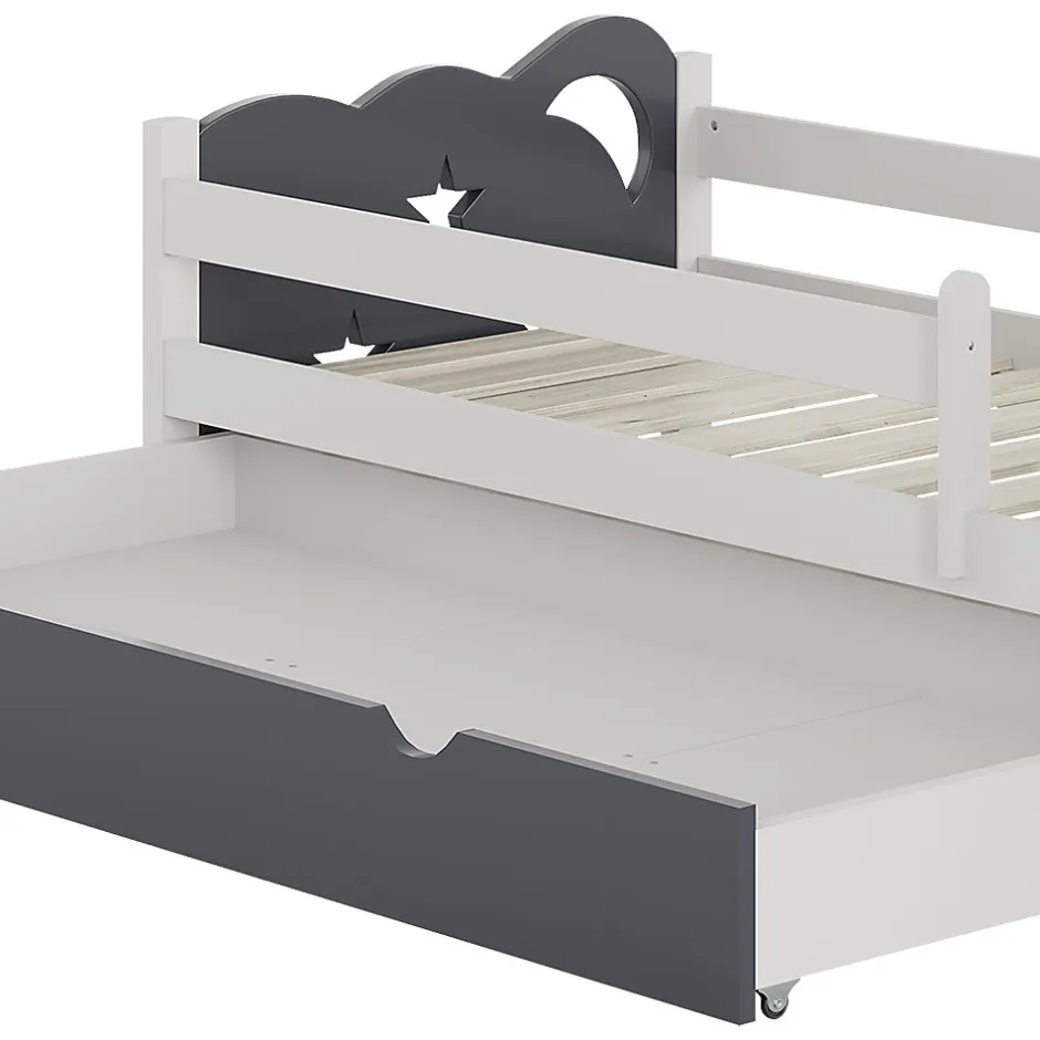Enfant Vitalispa® Vitalispa Lit pour enfant Gris 80x160 cm avec tiroir, sans matelas