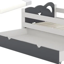 Vitalispa® Vitalispa Lit pour enfant blanc/gris 80x160 cm avec tiroir et matelas Hot