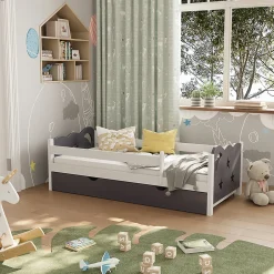 Vitalispa® Vitalispa Lit pour enfant blanc/gris 80x160 cm avec tiroir et matelas Hot