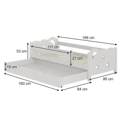 Vitalispa® Vitalispa Lit pour enfant Blanc 80x160 cm avec tiroir, sans matelas New