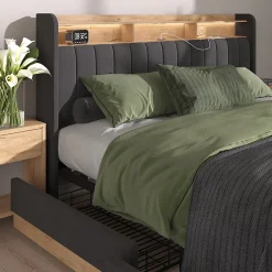 Vitalispa® Vitalispa Lit rembourré Anthracite 180x200 cm avec matelas Hot